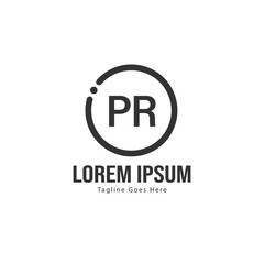 Initial PR logo template with modern frame. Minimalist PR letter logo vector illustration