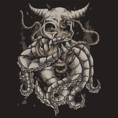 skull kraken monster vector illustration  © andypp