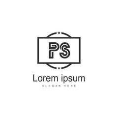 Initial PS logo template with modern frame. Minimalist PS letter logo vector illustration