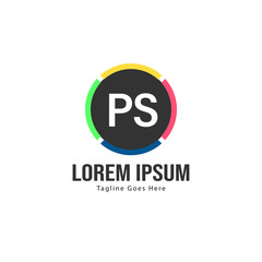 Initial PS logo template with modern frame. Minimalist PS letter logo vector illustration