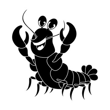 recommend clip art: crawfish silhouette cartoon cute character illustration isolated on white background