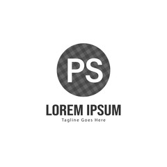 Initial PS logo template with modern frame. Minimalist PS letter logo vector illustration