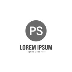 Initial PS logo template with modern frame. Minimalist PS letter logo vector illustration