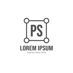 Initial PS logo template with modern frame. Minimalist PS letter logo vector illustration