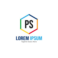 Initial PS logo template with modern frame. Minimalist PS letter logo vector illustration
