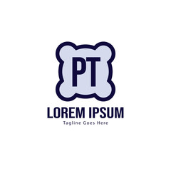 Initial PT logo template with modern frame. Minimalist PT letter logo vector illustration