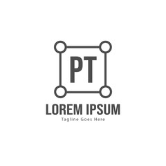 Initial PT logo template with modern frame. Minimalist PT letter logo vector illustration