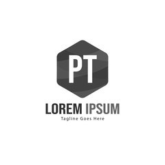 Initial PT logo template with modern frame. Minimalist PT letter logo vector illustration