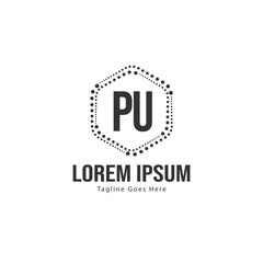 Initial PU logo template with modern frame. Minimalist PU letter logo vector illustration