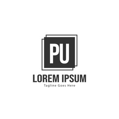 Initial PU logo template with modern frame. Minimalist PU letter logo vector illustration