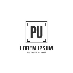 Initial PU logo template with modern frame. Minimalist PU letter logo vector illustration