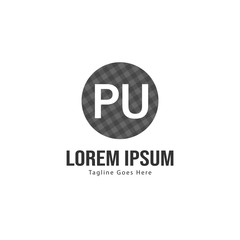 Initial PU logo template with modern frame. Minimalist PU letter logo vector illustration