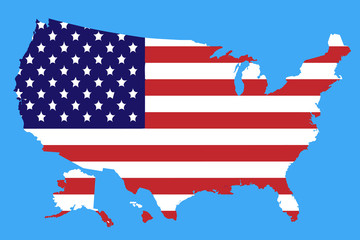 vector flag map of the USA