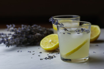 Tasty Lavender lemonade on dark background