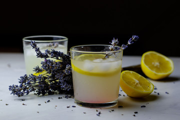 Tasty Lavender lemonade on dark background