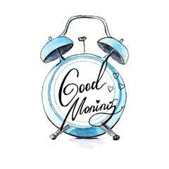 Alarm in classic style on white background. Isolated flat illustration