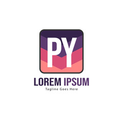 Initial PY logo template with modern frame. Minimalist PY letter logo vector illustration