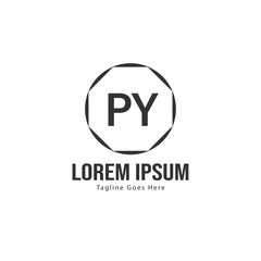 Initial PY logo template with modern frame. Minimalist PY letter logo vector illustration