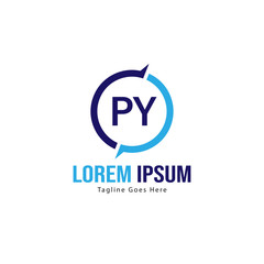 Initial PY logo template with modern frame. Minimalist PY letter logo vector illustration