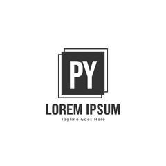 Initial PY logo template with modern frame. Minimalist PY letter logo vector illustration