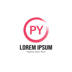 Initial PY logo template with modern frame. Minimalist PY letter logo vector illustration