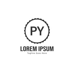 Initial PY logo template with modern frame. Minimalist PY letter logo vector illustration