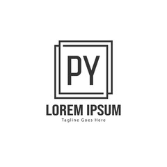 Initial PY logo template with modern frame. Minimalist PY letter logo vector illustration