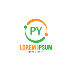 Initial PY logo template with modern frame. Minimalist PY letter logo vector illustration