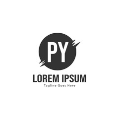 Initial PY logo template with modern frame. Minimalist PY letter logo vector illustration