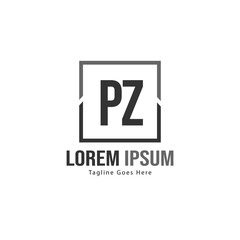 Obraz premium Initial PZ logo template with modern frame. Minimalist PZ letter logo vector illustration