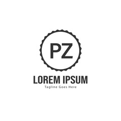 Initial PZ logo template with modern frame. Minimalist PZ letter logo vector illustration