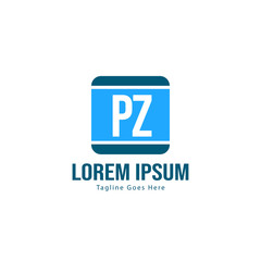 Initial PZ logo template with modern frame. Minimalist PZ letter logo vector illustration