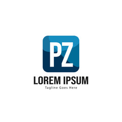 Initial PZ logo template with modern frame. Minimalist PZ letter logo vector illustration