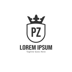Initial PZ logo template with modern frame. Minimalist PZ letter logo vector illustration