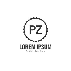 Initial PZ logo template with modern frame. Minimalist PZ letter logo vector illustration
