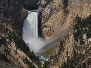 The 308-foot tall Lower Falls is the second most-photographed attraction at Yellowstone National Park, next to the Old Faithful geyser.