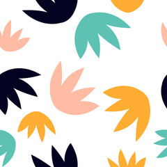 Contemporary seamless pattern with abstract  floral leaves.