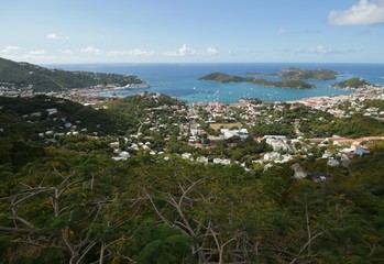 Breathtaking view of St Thomas harbor and coast seen from an overlook