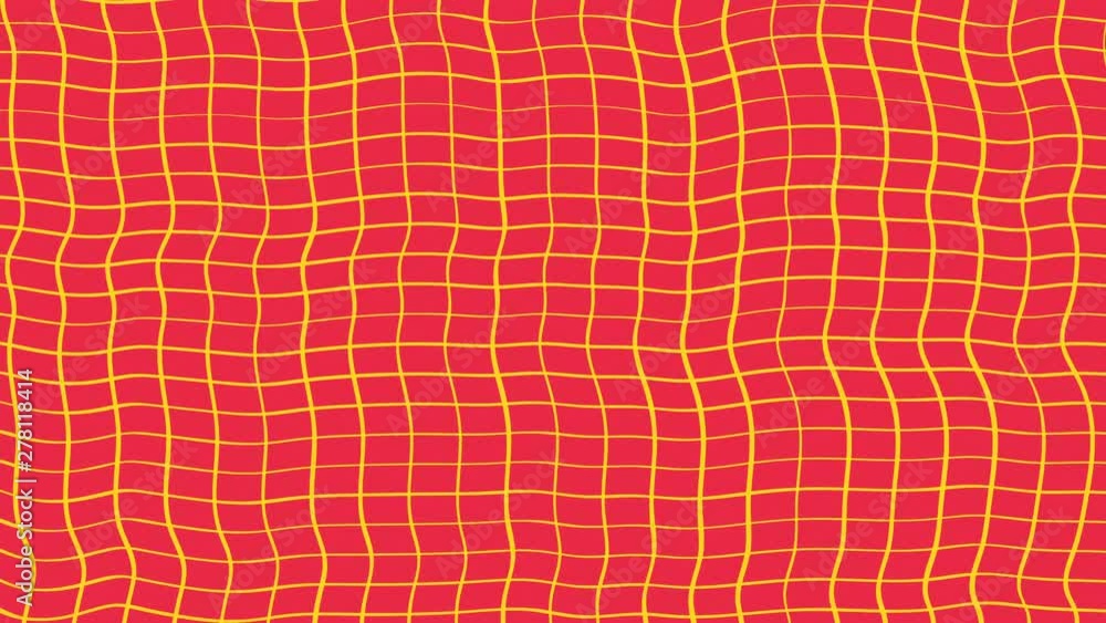 Fototapete abstraction of hypnotic yellow and red waves rotation. stop motion animation. geometric lines patter
