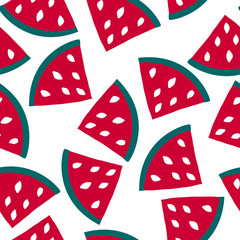 Seamless pattern with watermelon - summer fruit. Tropical print with sweet food.