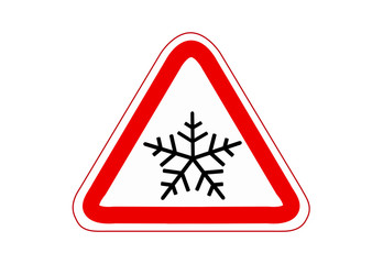 Warning signs. traffic training.  traffic rules. Traffic signs. road signs. secret frosting. slippery road