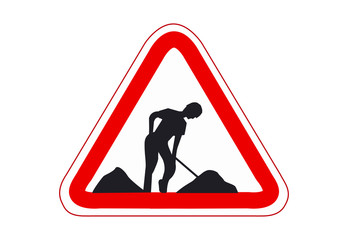 there is work on road. road repair work. Warning signs. traffic training.  traffic rules. Traffic signs. road signs