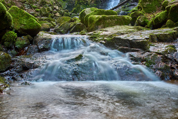 stormy mountain river, long exposure