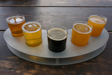 A flight of craft beers