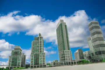 Fototapeta premium Quarter of high-rise buildings in the green