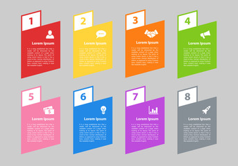 Infographic design business concept vector illustration with 8 steps or options or processes represent work flow or diagram
