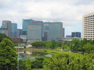 the park in big city Tokyo