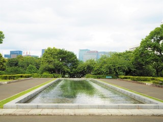 the park in big city Tokyo