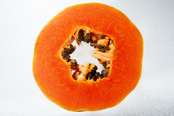 Papaya on white background, tropical fruit Guatemala, central america, agricultural production.