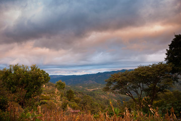 Mountains in San Martin Chimaltenango, Guatemala, forest area in danger, deforestation, illegal forests explotation